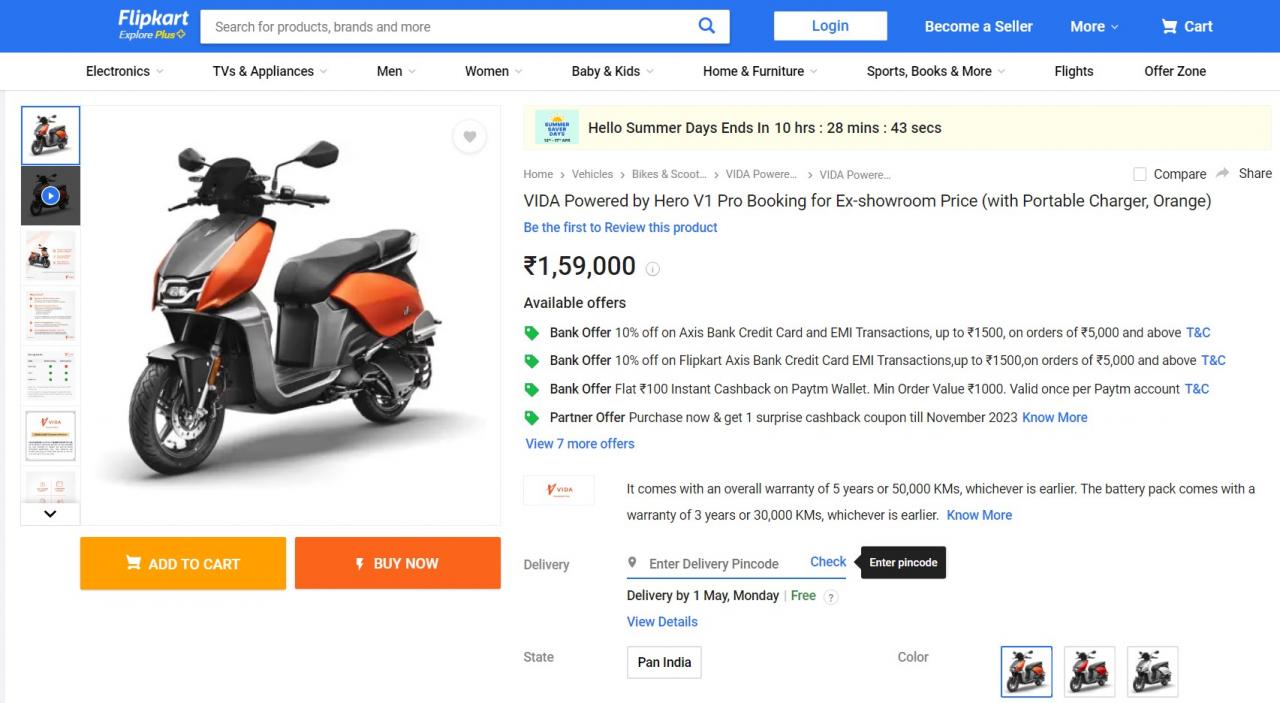 You can now buy the Hero Vida e scooter through Flipkart Team BHP